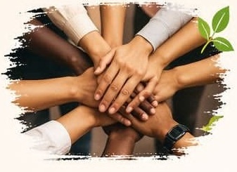 Hands joined together representing collective action